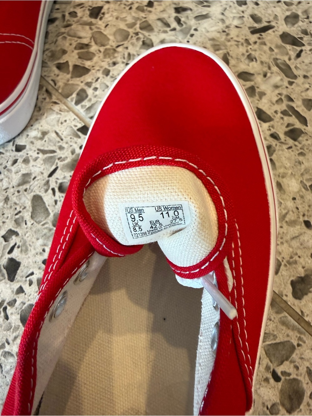 Vans Classic Low-Top Canvas Sneakers - Red with White Accents - Picture 4 of 4
